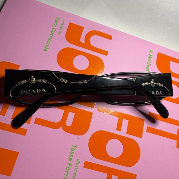 Prada vintage eye glasses office siren black and silver logo - Picture 1 of 8